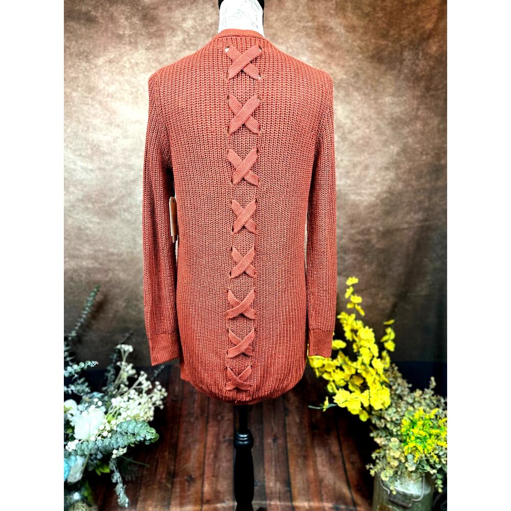 Pinque Jamelya Back Detail Cardigan Artisan Rust size M - Picture 10 of 14